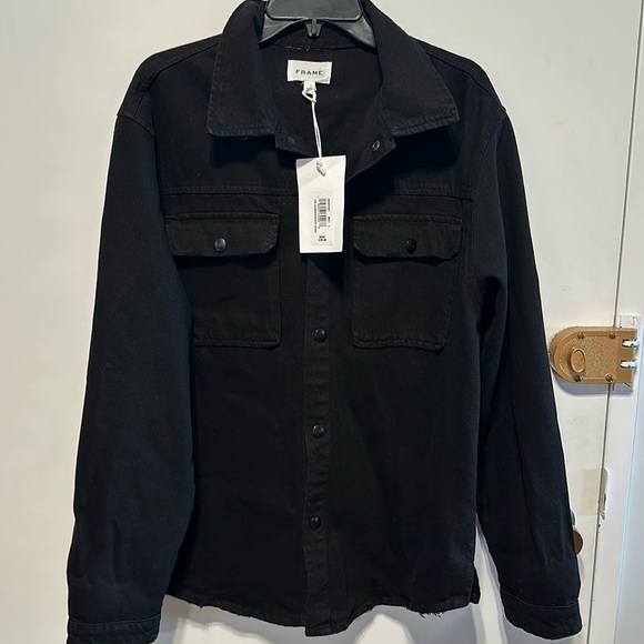Frame Men’s Black Flap Pocket Denim Button Down Shirt Sz L New Orig 280$